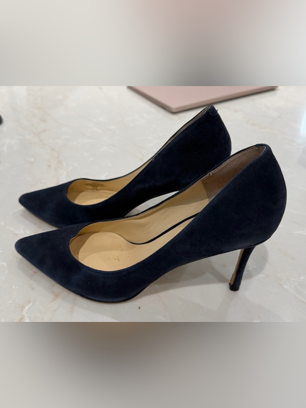 Ivanka Trump Navy Suede Pointed-Toe Pumps